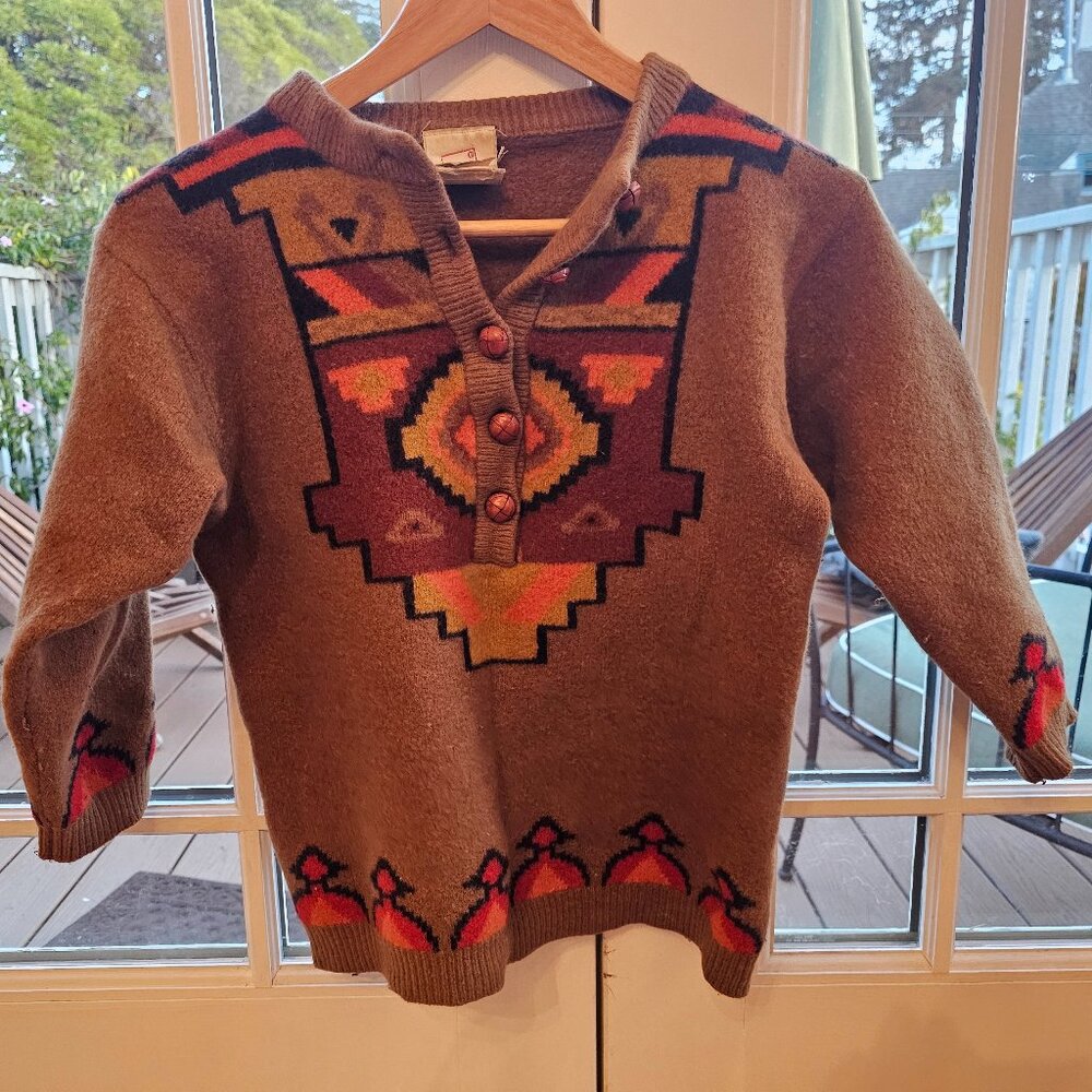 Vintage 1980s Mondi vibrant aztec pattern wool-angora sweater